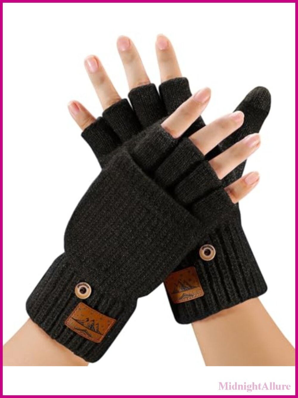 Alpaca Wool Convertible Fingerless Gloves Flip Mittens Touchscreen Warm Knit